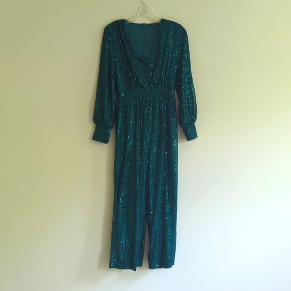 Green Sparkle Jumpsuit - Picture 2 of 2